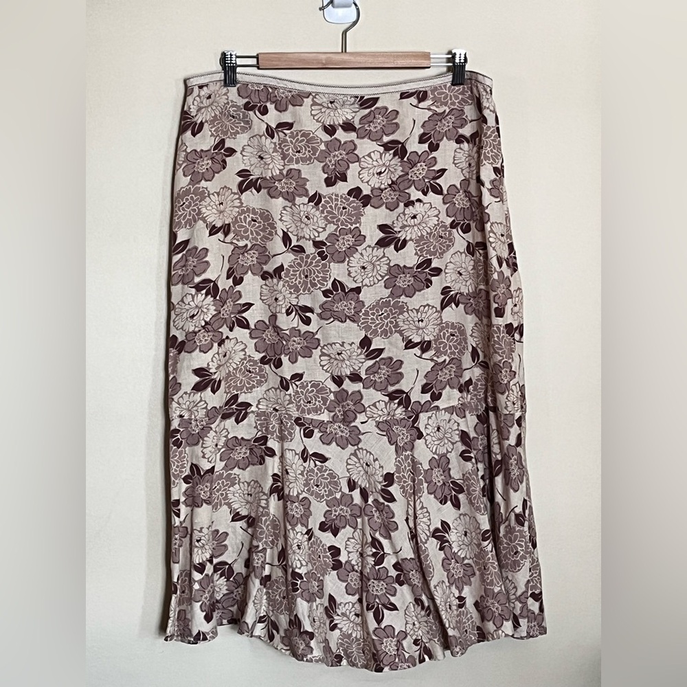 Boden 100% Linen floral print skirt size 18 UK